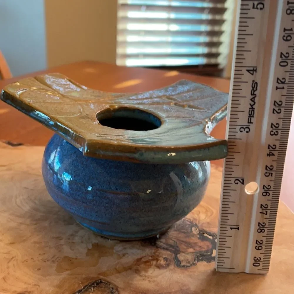 Handmade Signed Pottery Ikebana Vase